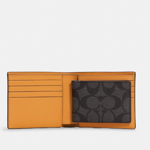 Coach 3 in 1 Wallet Colorblock Sport Blue/Yellow/Signature Leather Card … - Picture 3 of 7